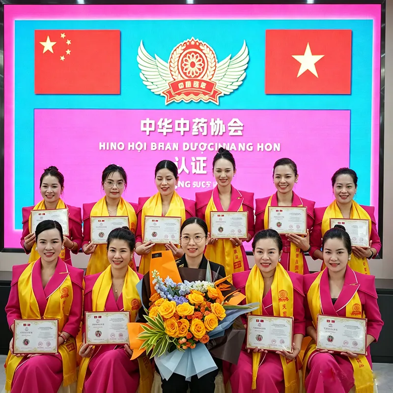 Vietnam cosmetic brand buyer receives product formula training in our factory workshop
